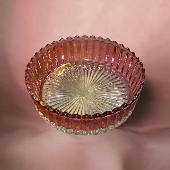 Pink Raspberry Glass  Round Candy Dish/Bowl Scalloped Edge 5.5” - Picture 1 of 8